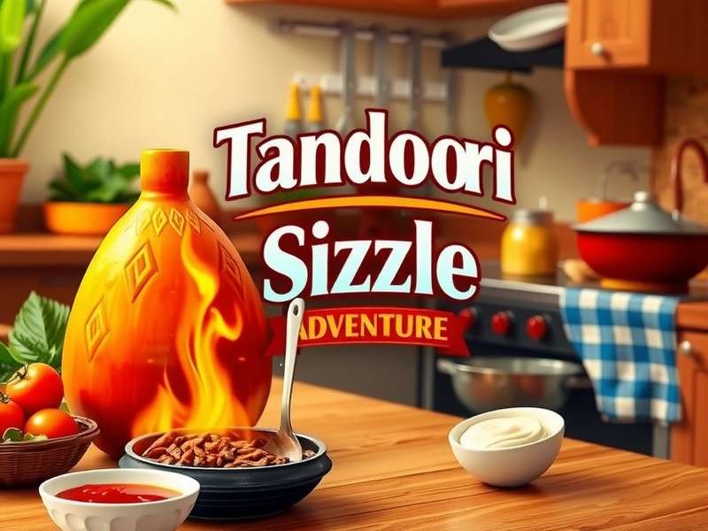 Tandoori Sizzle Adventure Game Banner Showcasing Vibrant Indian Kitchen